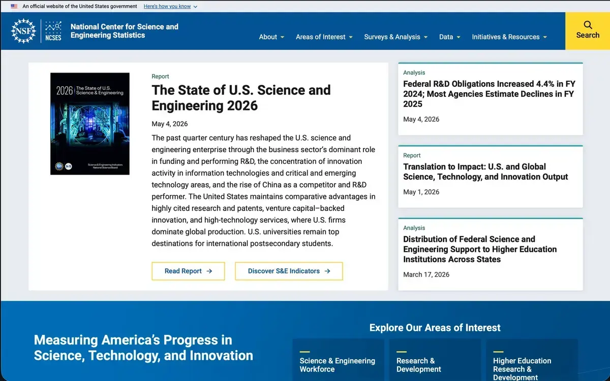 Screens from the National Science Foundation division website