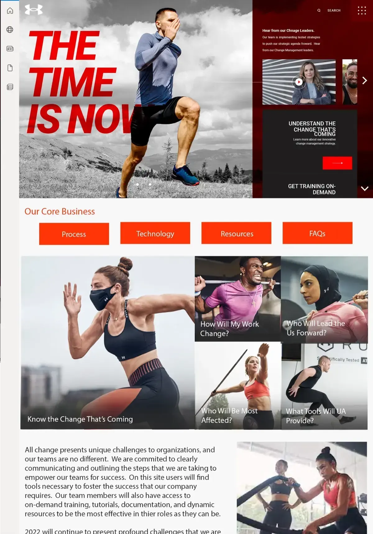 Under Armour internal employee portal interface