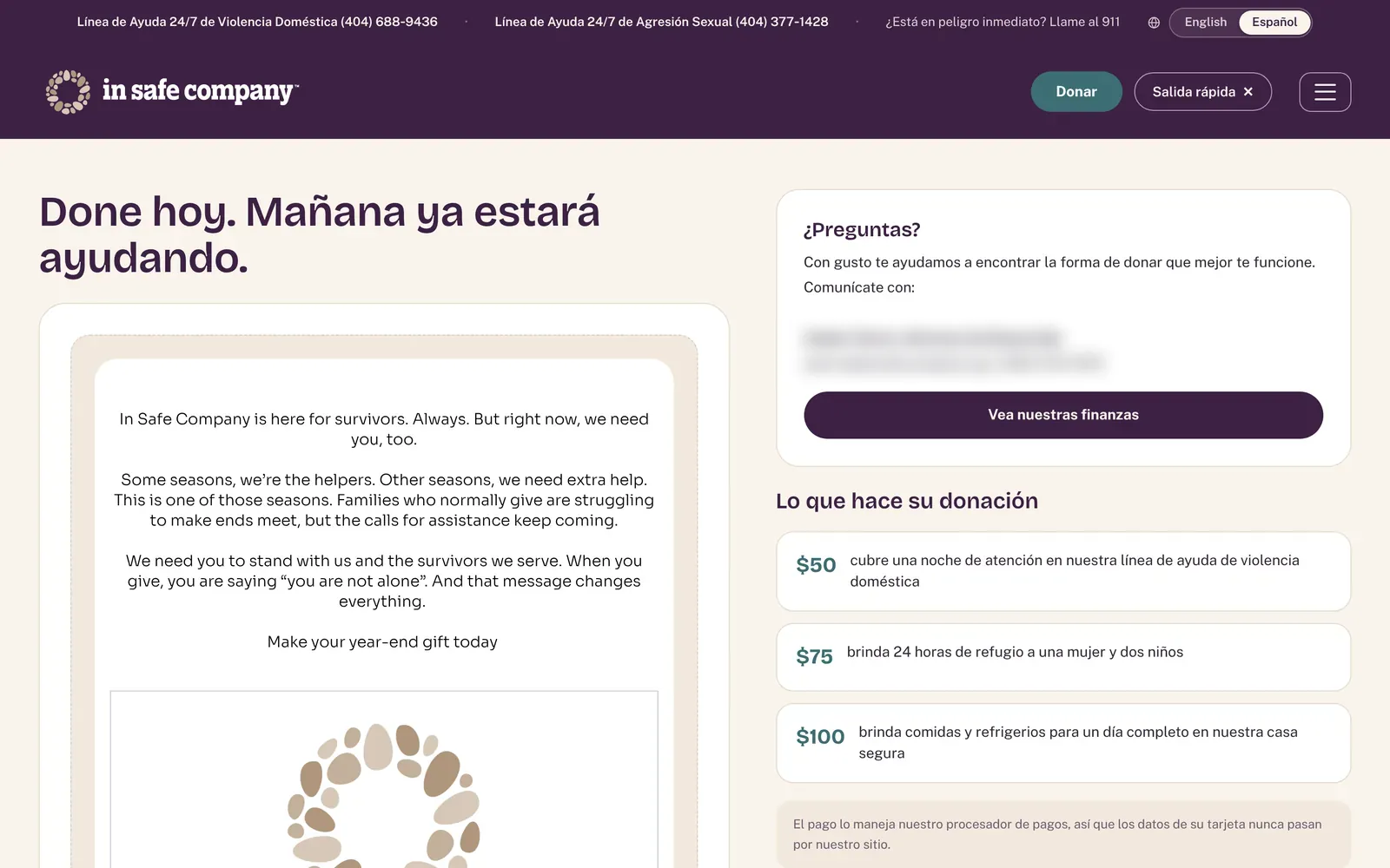 Página Done en español