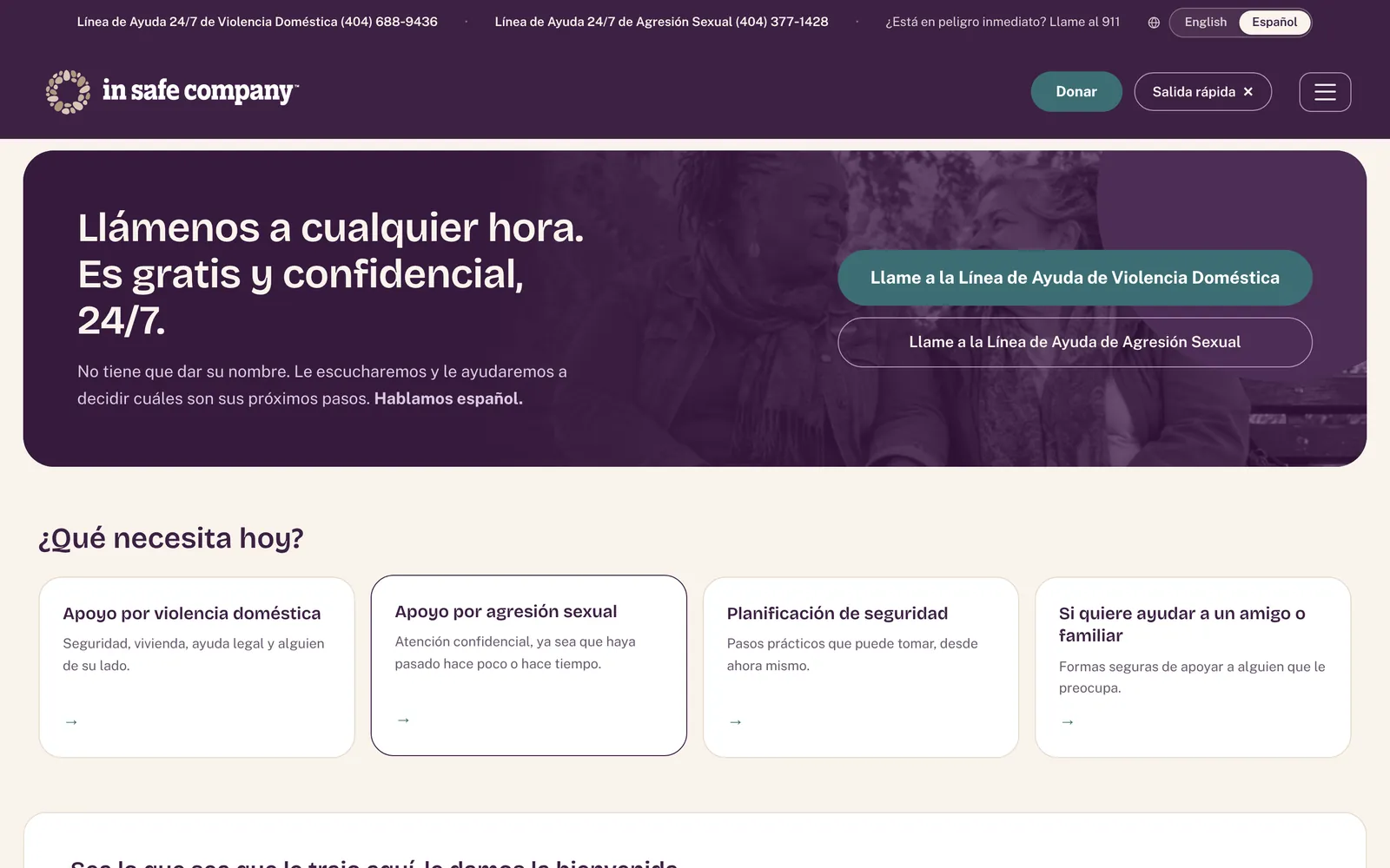 Página Obtenga ayuda en español