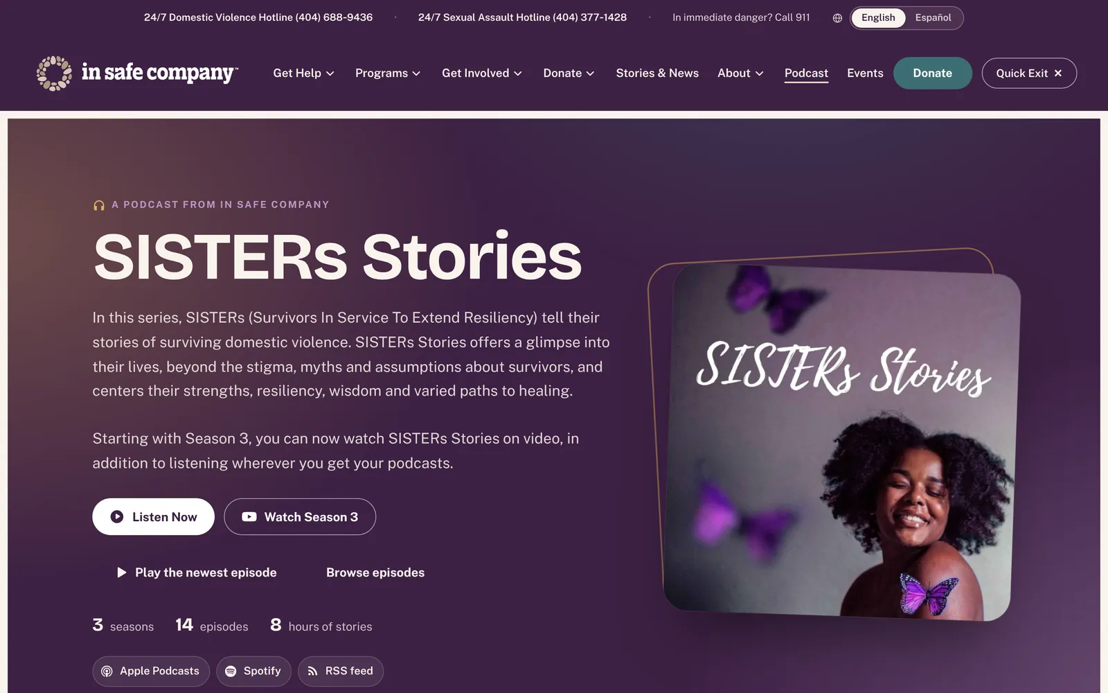 Página del pódcast SISTERs Stories