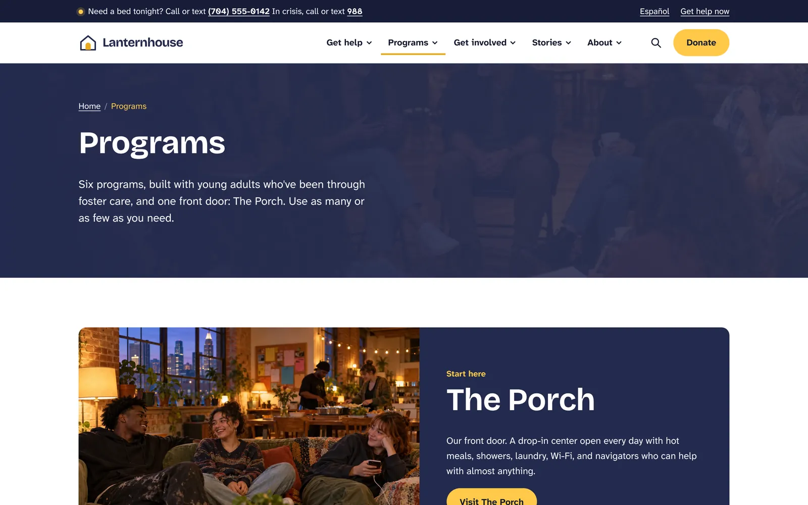 Programs index page as a bento grid