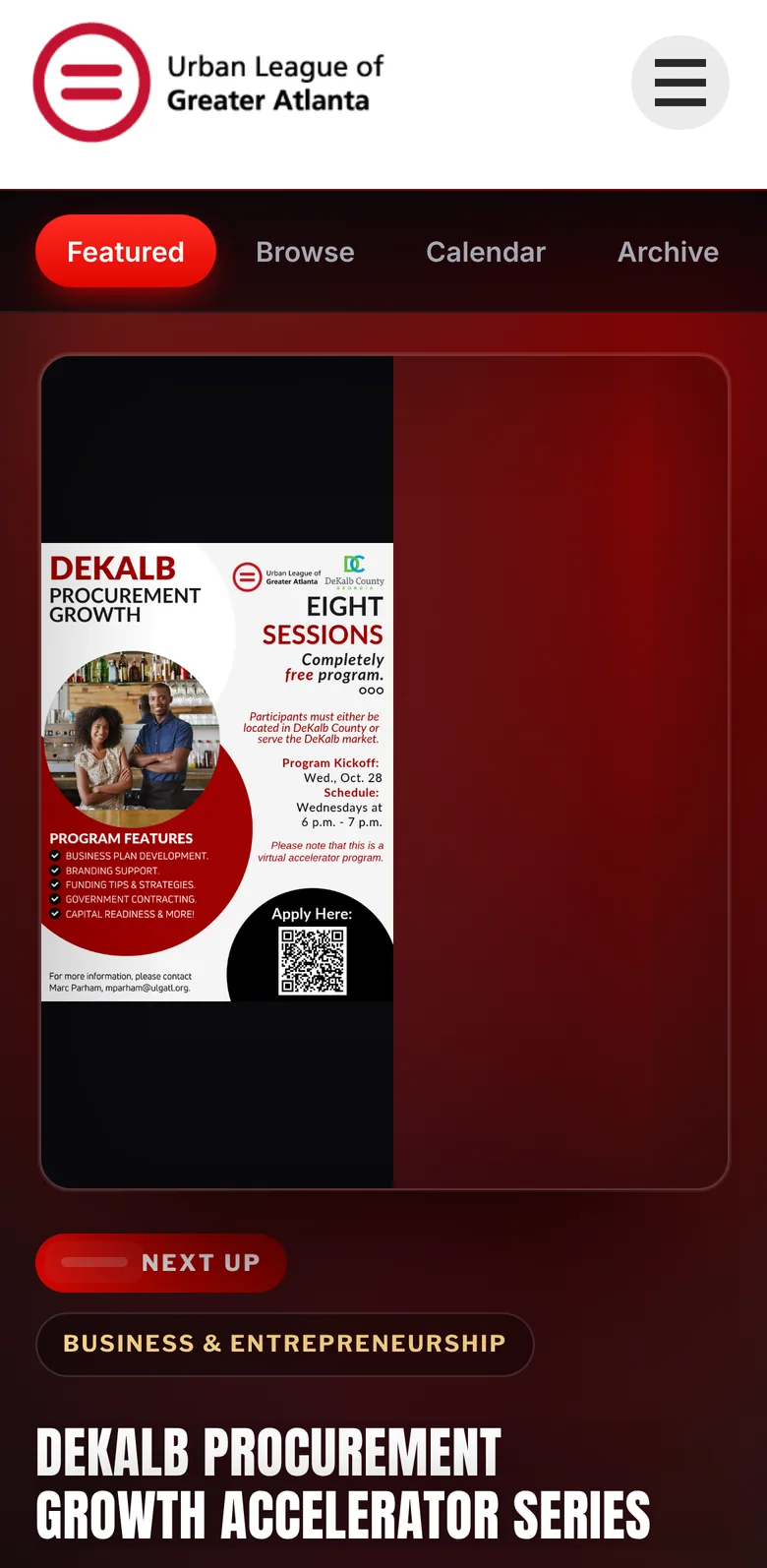 Aplicación de eventos en un teléfono