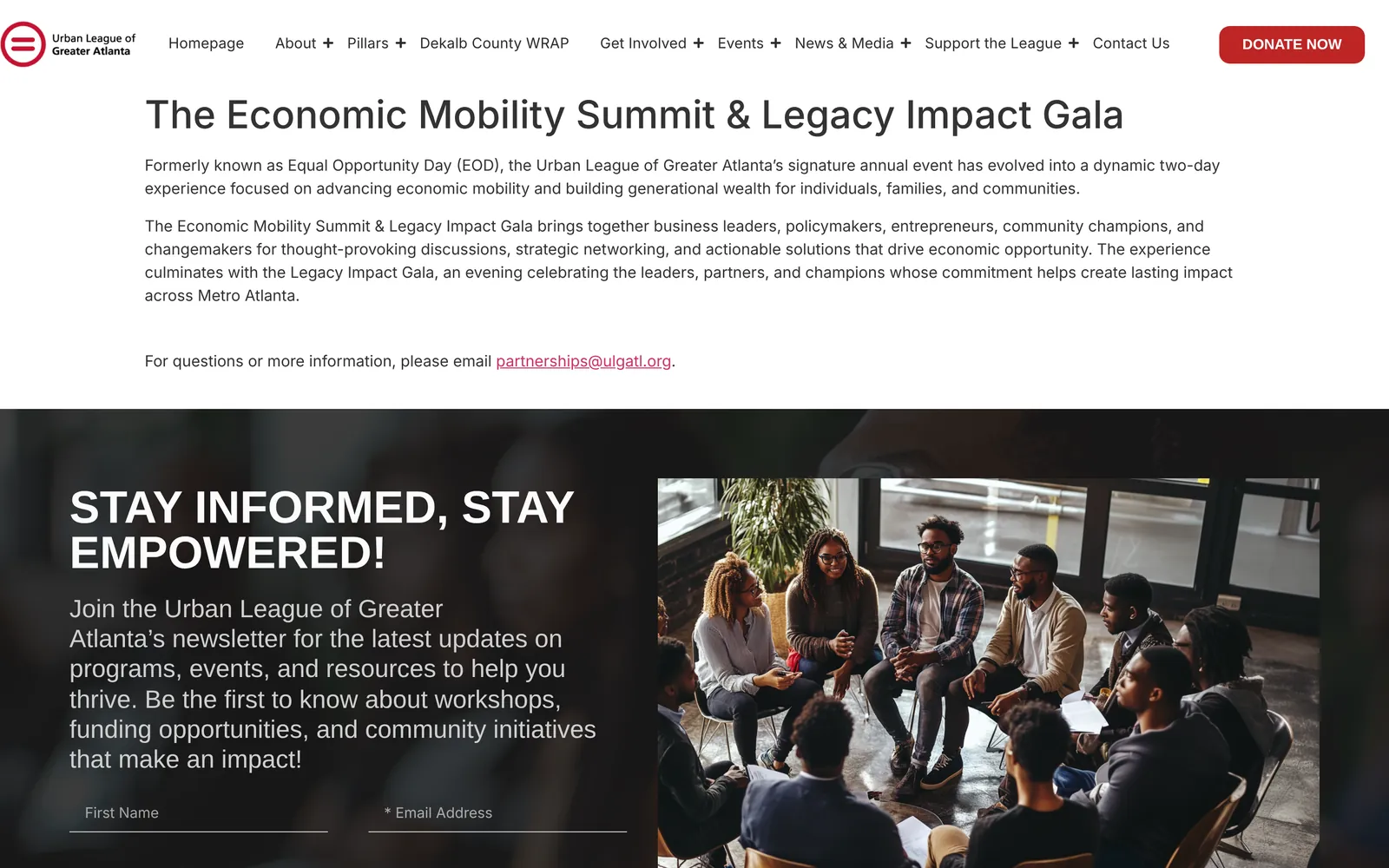 Página del Economic Mobility Summit and Legacy Impact Gala